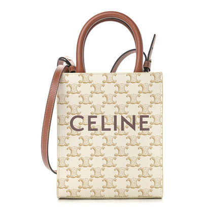 Celine Triomphe Canvas Calfskin Mini Vertical Cabas White 1 of 9