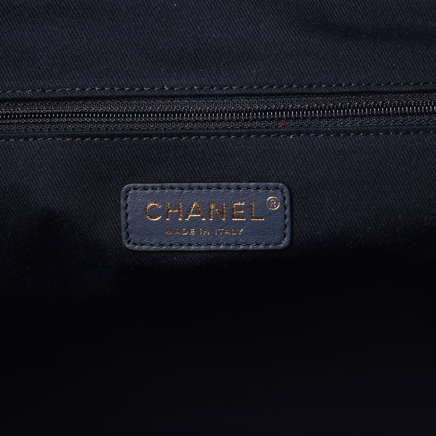Lurex Canvas Medium Deauville Tote Navy Blue Gold