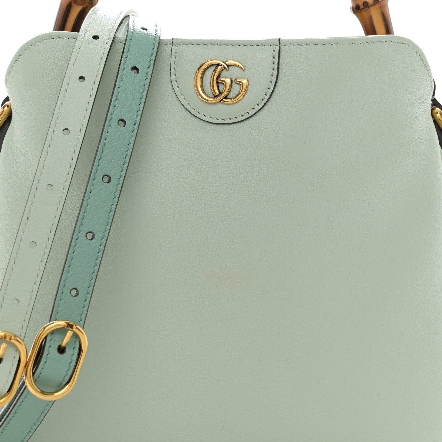 Gucci Softy Wonka Textured Dollar Calfskin Small Diana Shoulder Bag Pale Green 8 of 11
