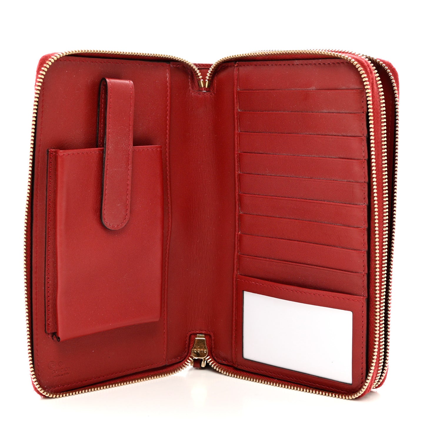 Microguccissima Zip Around Top Handle Travel Wallet Red