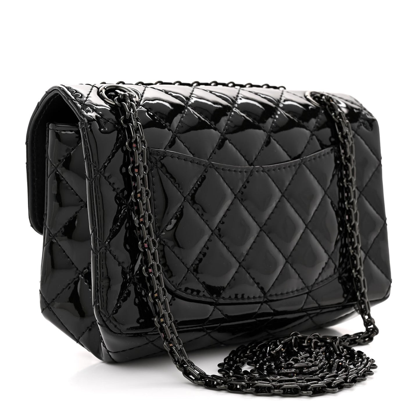 Patent Calfskin Quilted 2.55 Reissue Mini Flap So Black