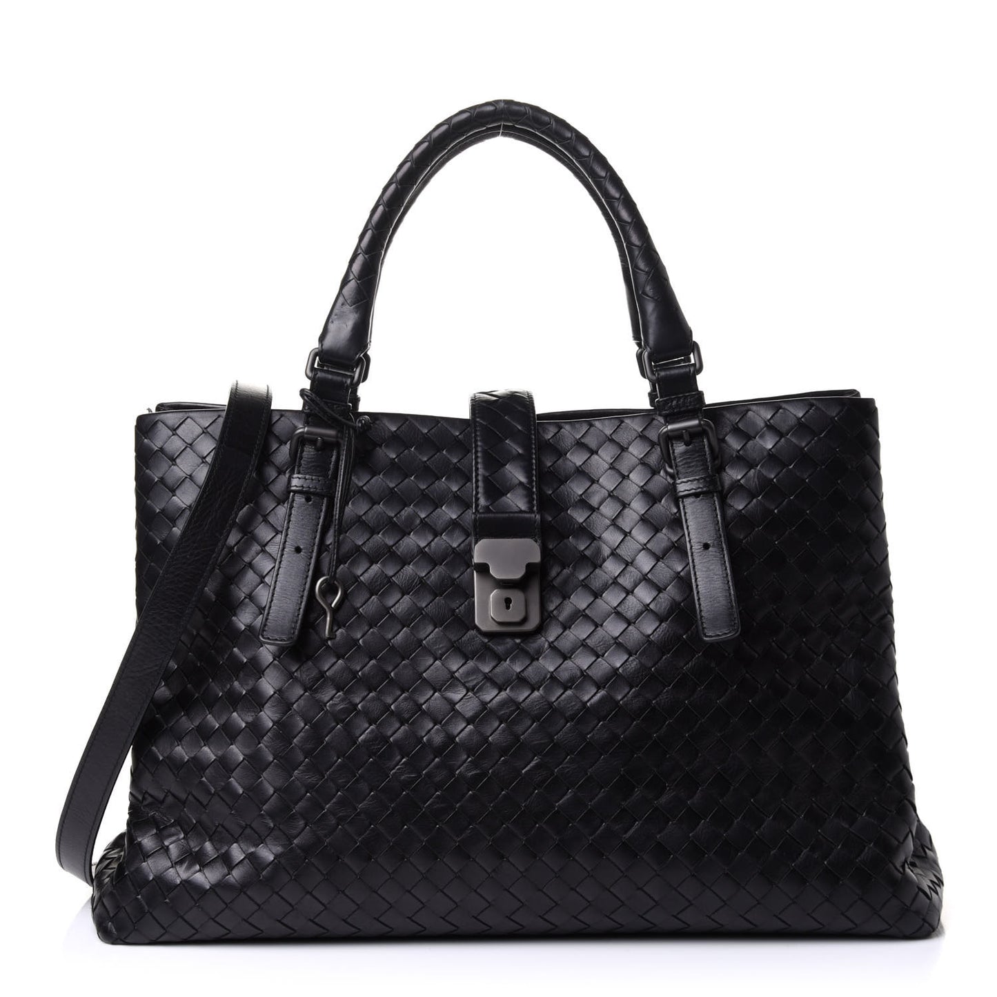 Nappa Intrecciato Medium Roma Tote Black