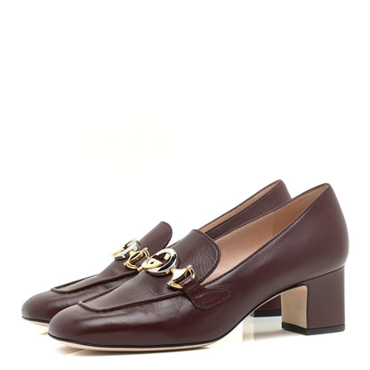 Gucci Malaga Kid Zumi Mid Heel Loafers 37.5 Vintage Bordeaux 3 of 9