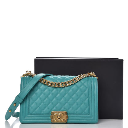 Chanel Calfskin Quilted Medium Boy Flap Turquoise 11 of 11