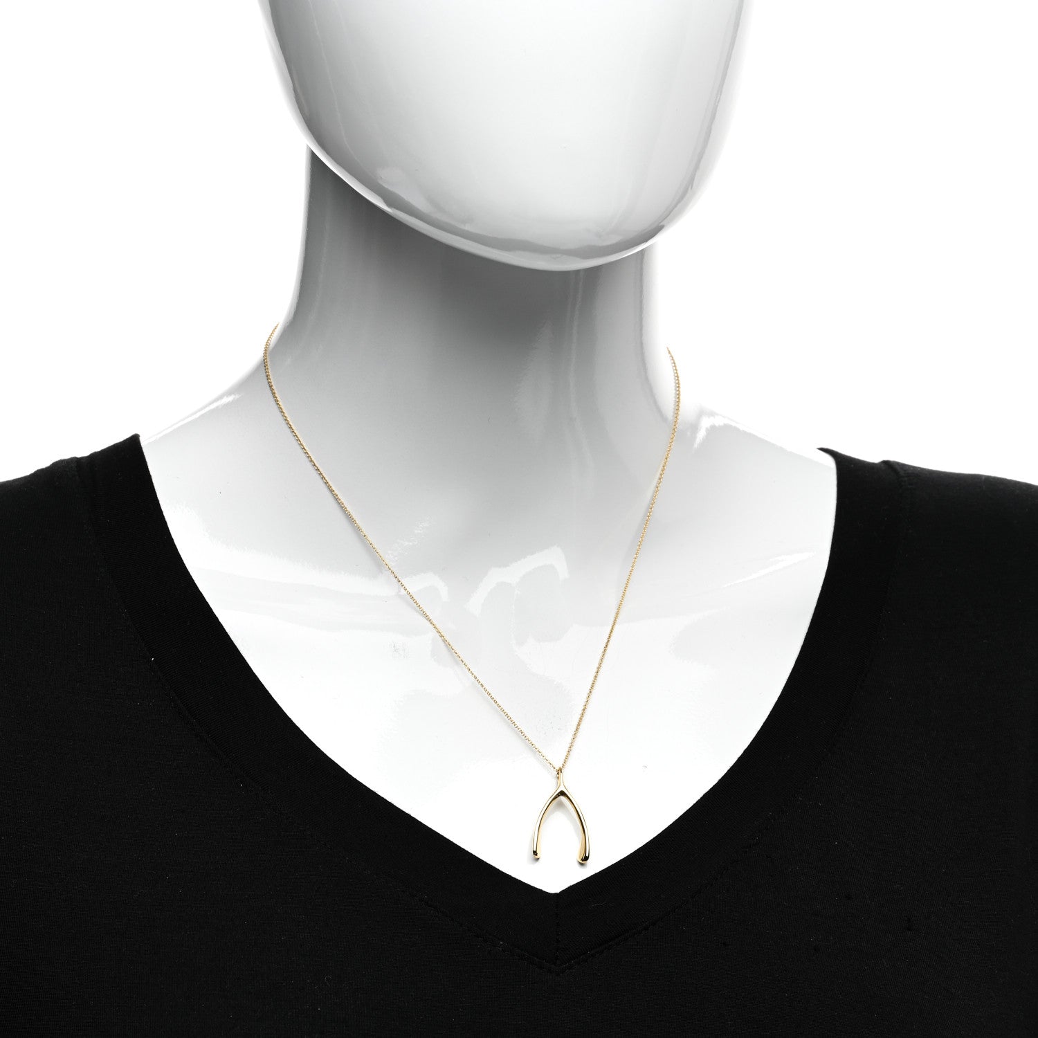 Jennifer Meyer 18K Yellow Gold Wishbone Pendant Necklace 2 of 4