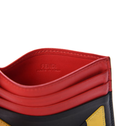 Fendi Vitello Century Monster Eyes Inlay Card Holder Black Giallo Rosso 6 of 10