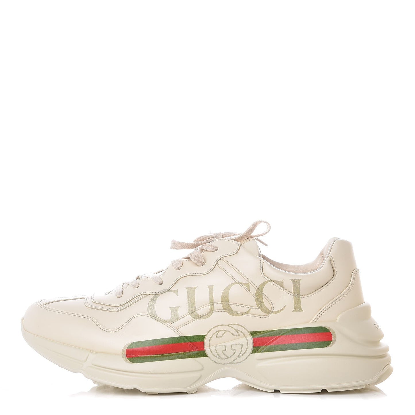 Calfskin Logo Mens Rhyton Sneakers 12 Ivory