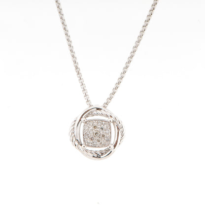 David Yurman Sterling Silver Diamond 7mm Infinity Pendant Necklace 3 of 4