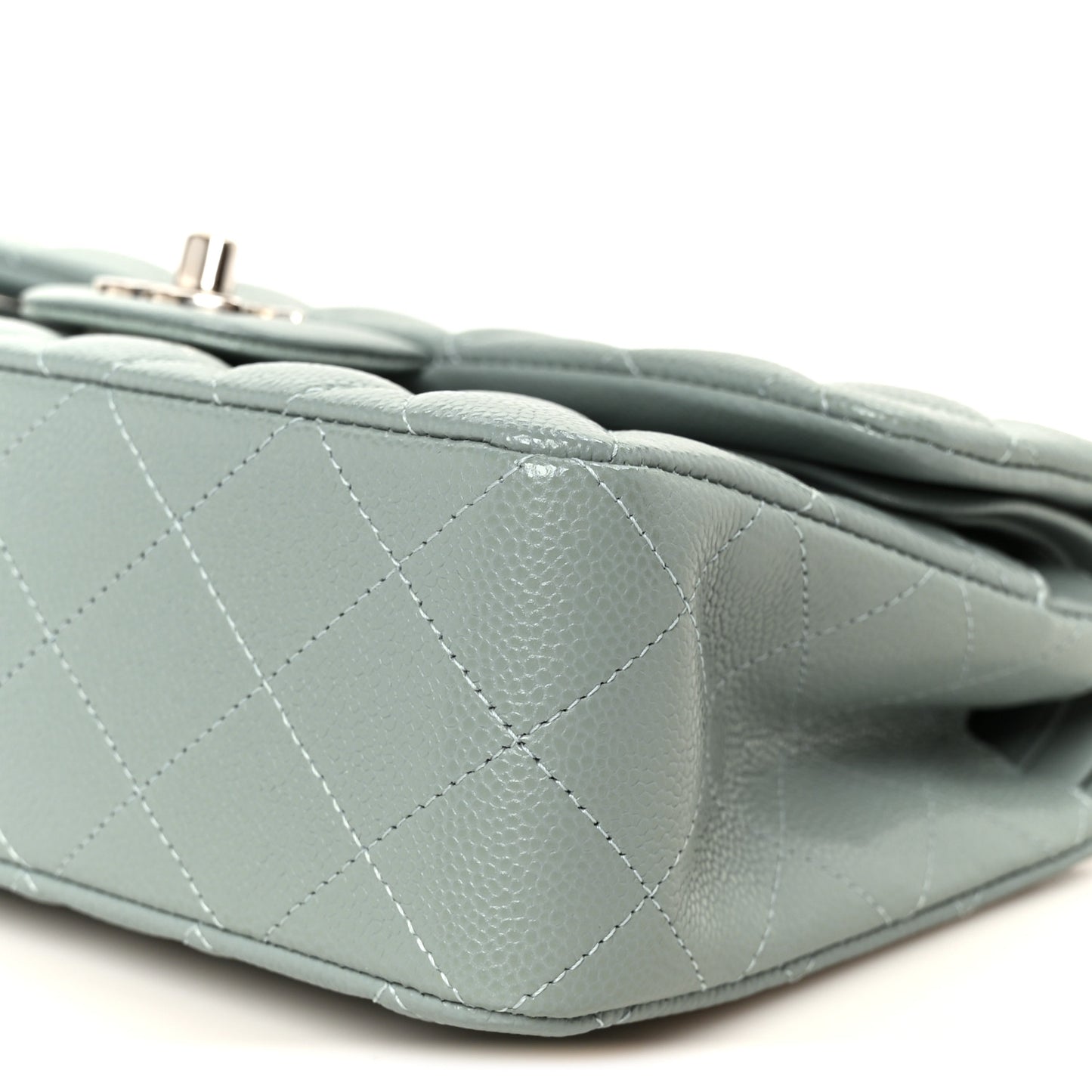 Caviar Quilted Small Double Flap Light Blue