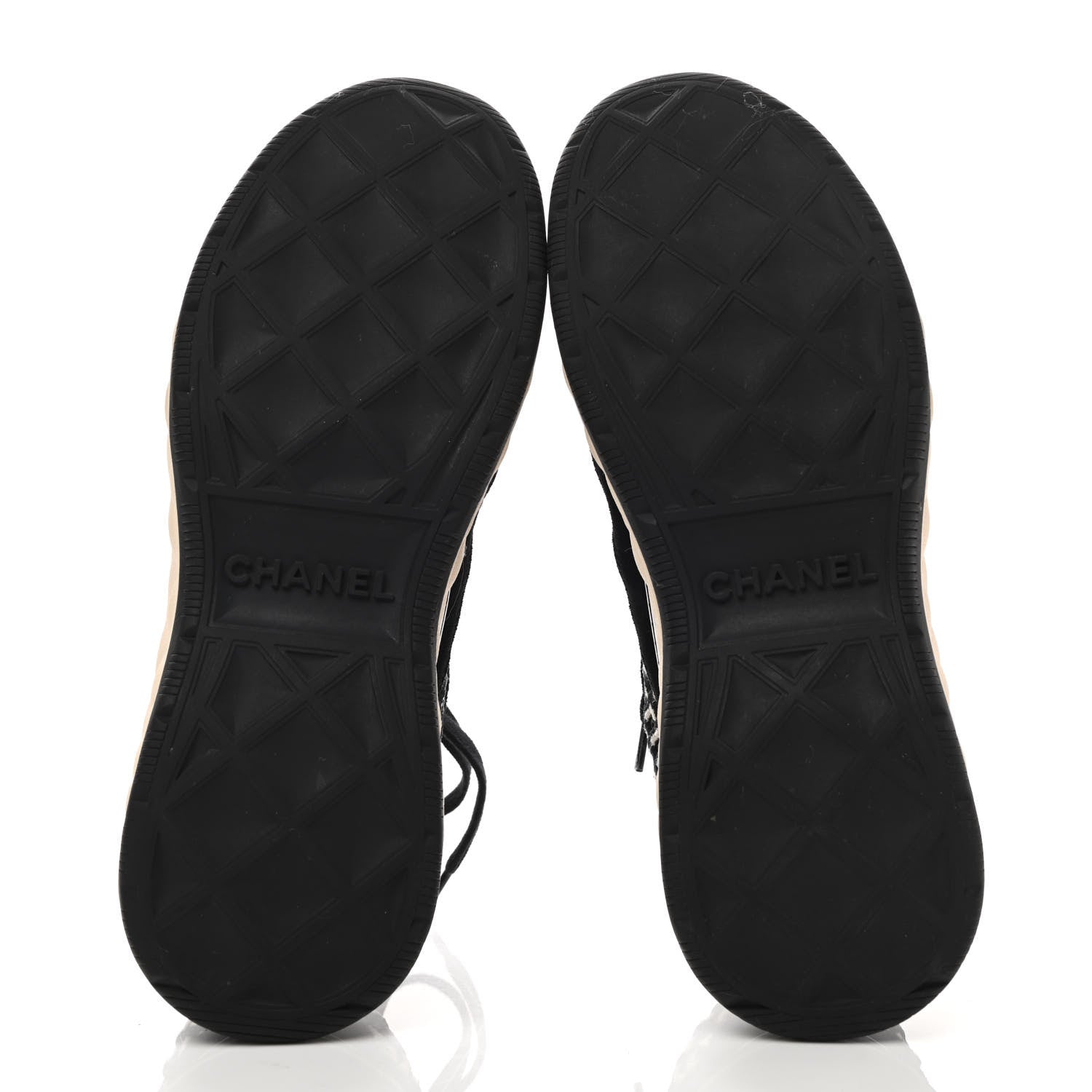 Chanel Suede Calfskin Embroidered CC Sneakers 39 Black Beige 5 of 9