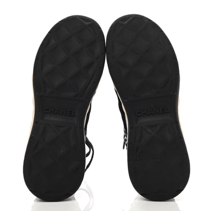 Chanel Suede Calfskin Embroidered CC Sneakers 39 Black Beige 5 of 9