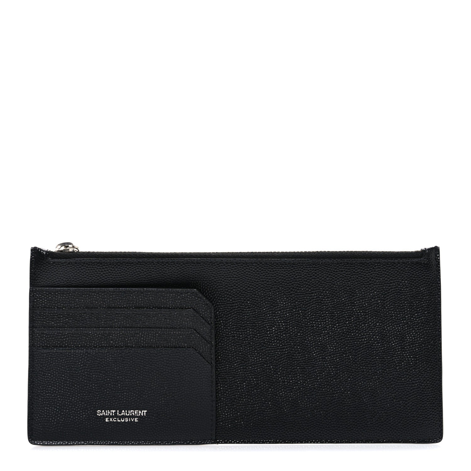 Saint Laurent Grained Calfskin Zip Pouch Tech Card Holder Black 1 of 7