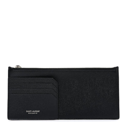 Saint Laurent Grained Calfskin Zip Pouch Tech Card Holder Black 1 of 7