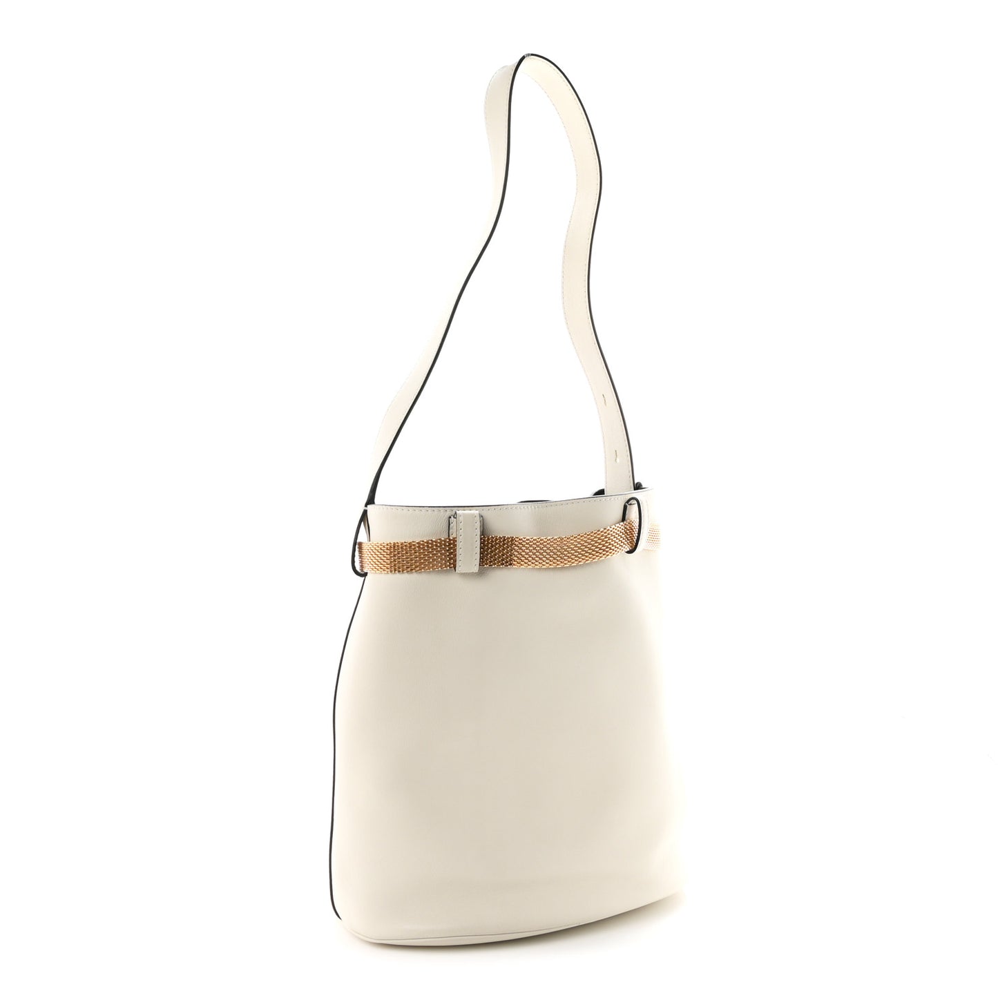 Calfskin Buckle Bag With Jeweled Belt  White Black