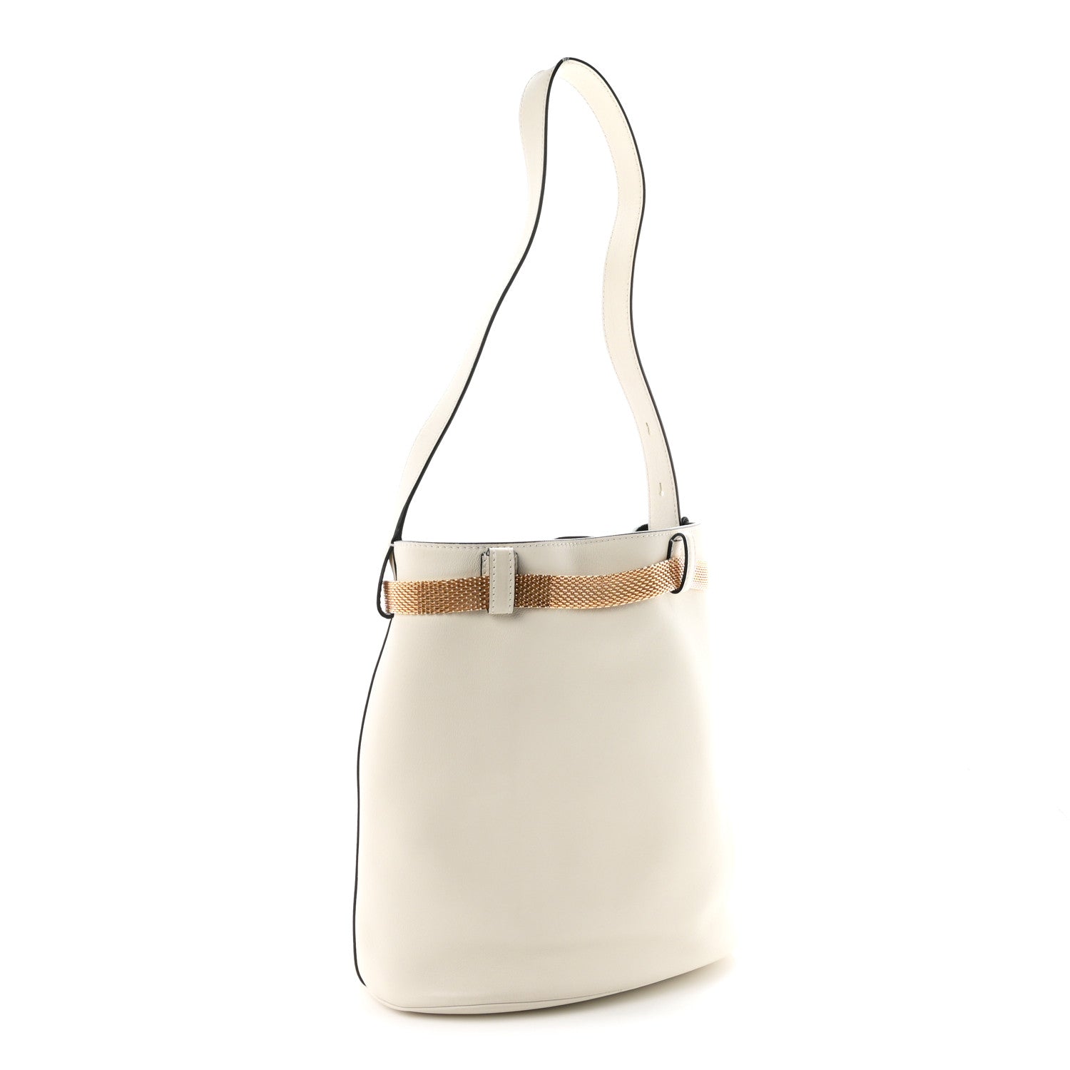 Prada Calfskin Buckle Bag With Jeweled Belt  White Black 3 of 10