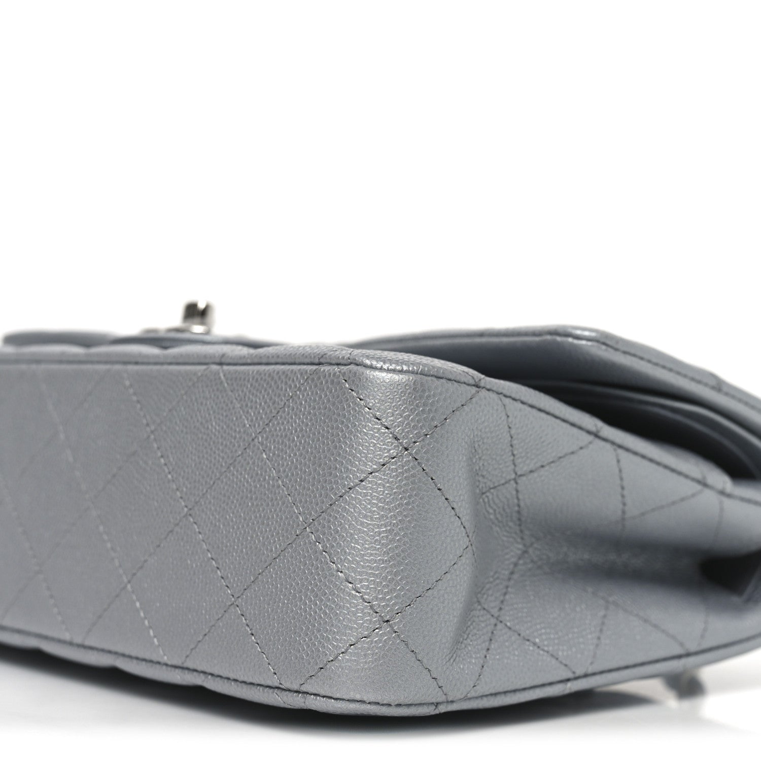 Chanel Metallic Caviar Quilted Medium Double Flap Silvery 10 of 11