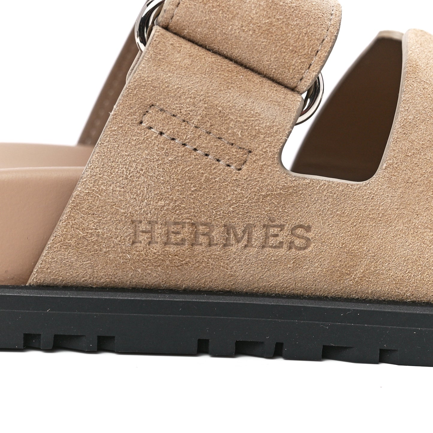 Suede Goatskin Womens Chypre Sandals 36 Beige Argile