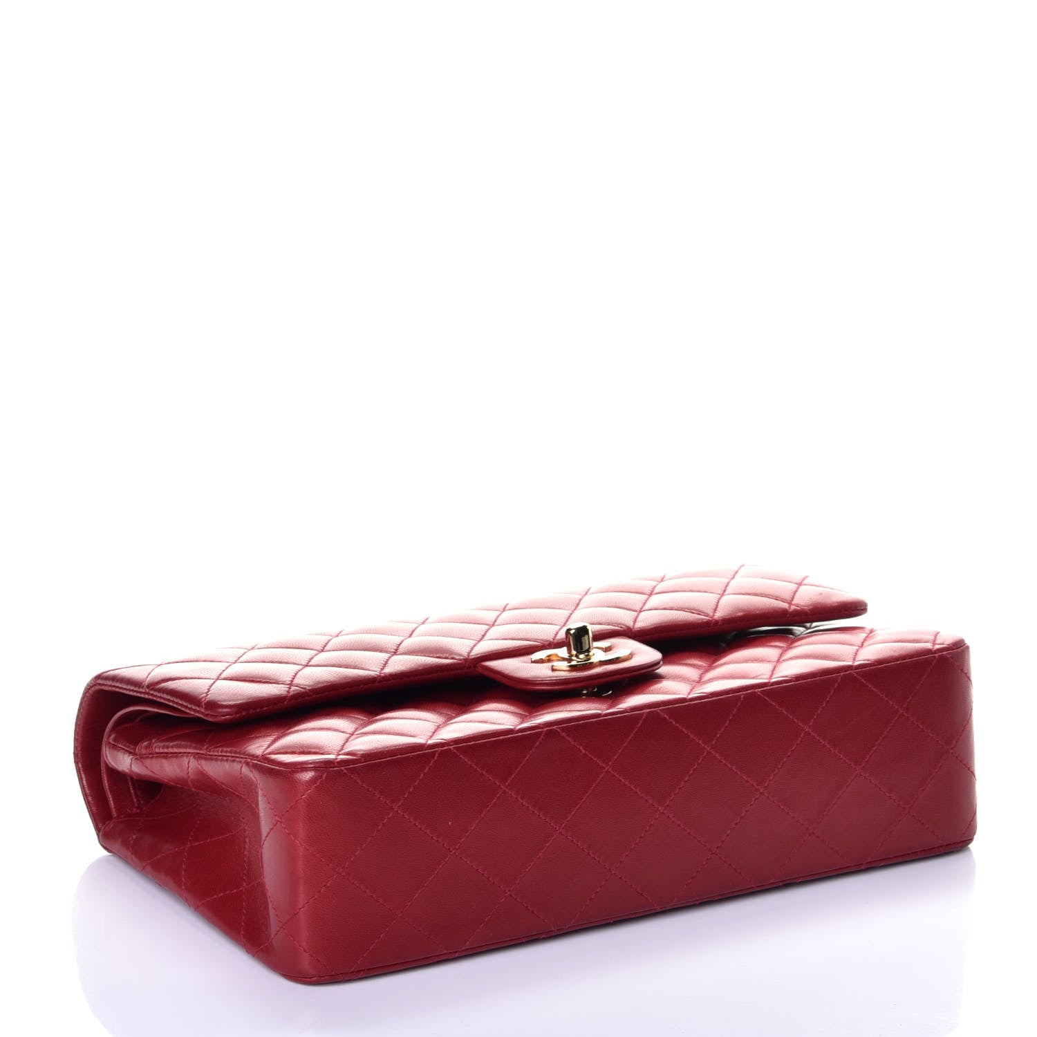 Chanel Lambskin Quilted Medium Double Flap Red Fonce 4 of 10
