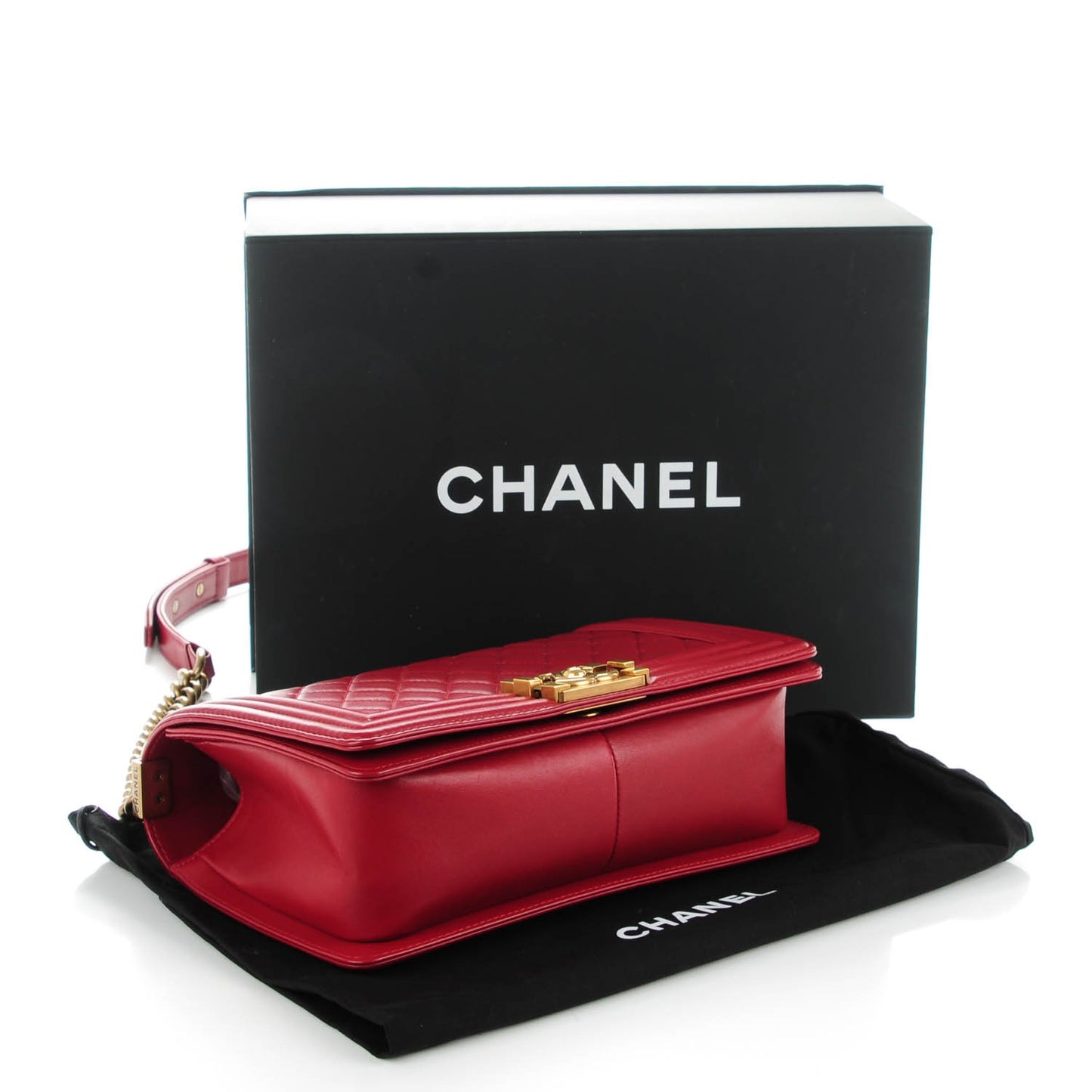 Lambskin Quilted Medium Boy Flap Red