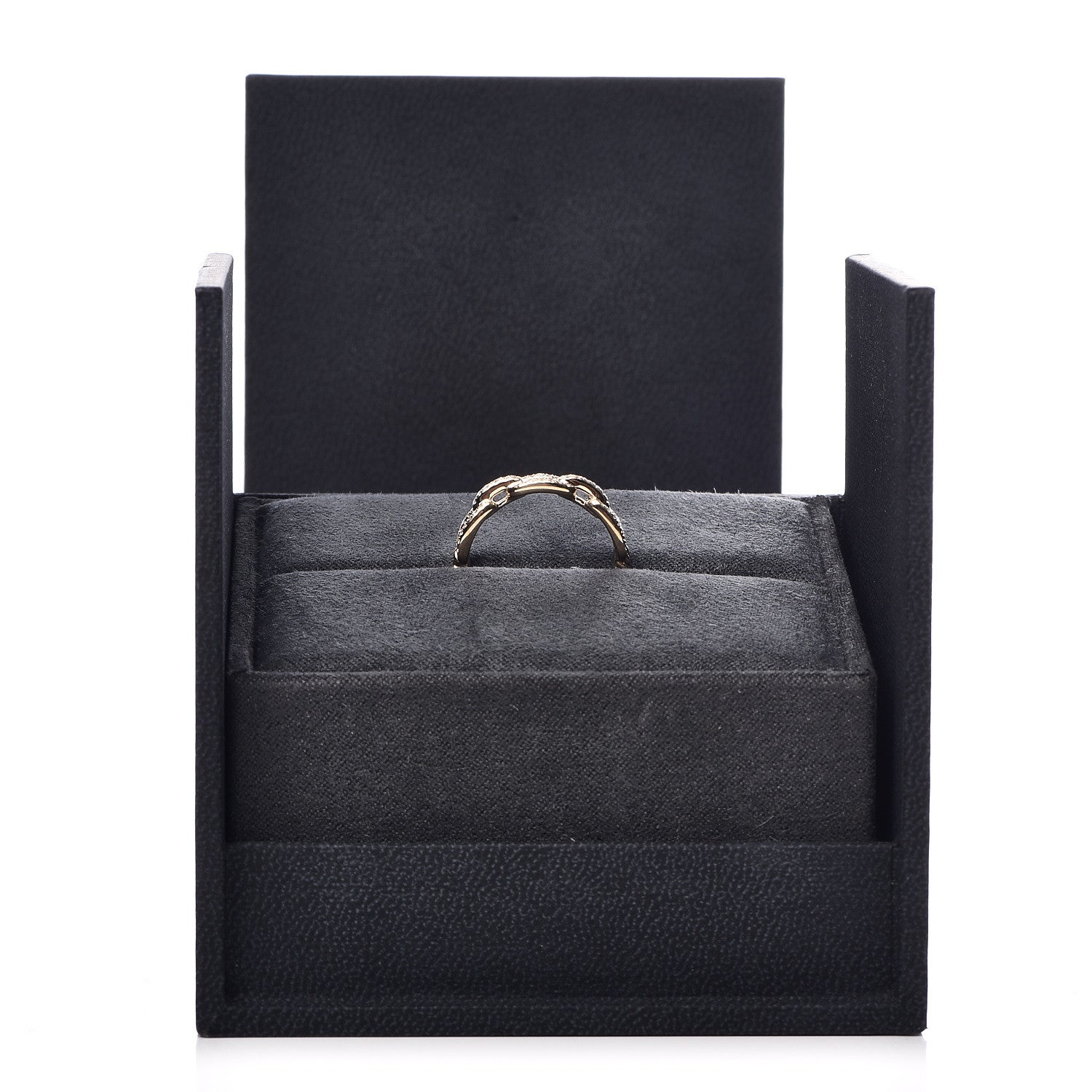 David Yurman 18K Yellow Gold Diamond 4.5mm Stax Single Row Chain Link Ring 53 6.5 6 of 6