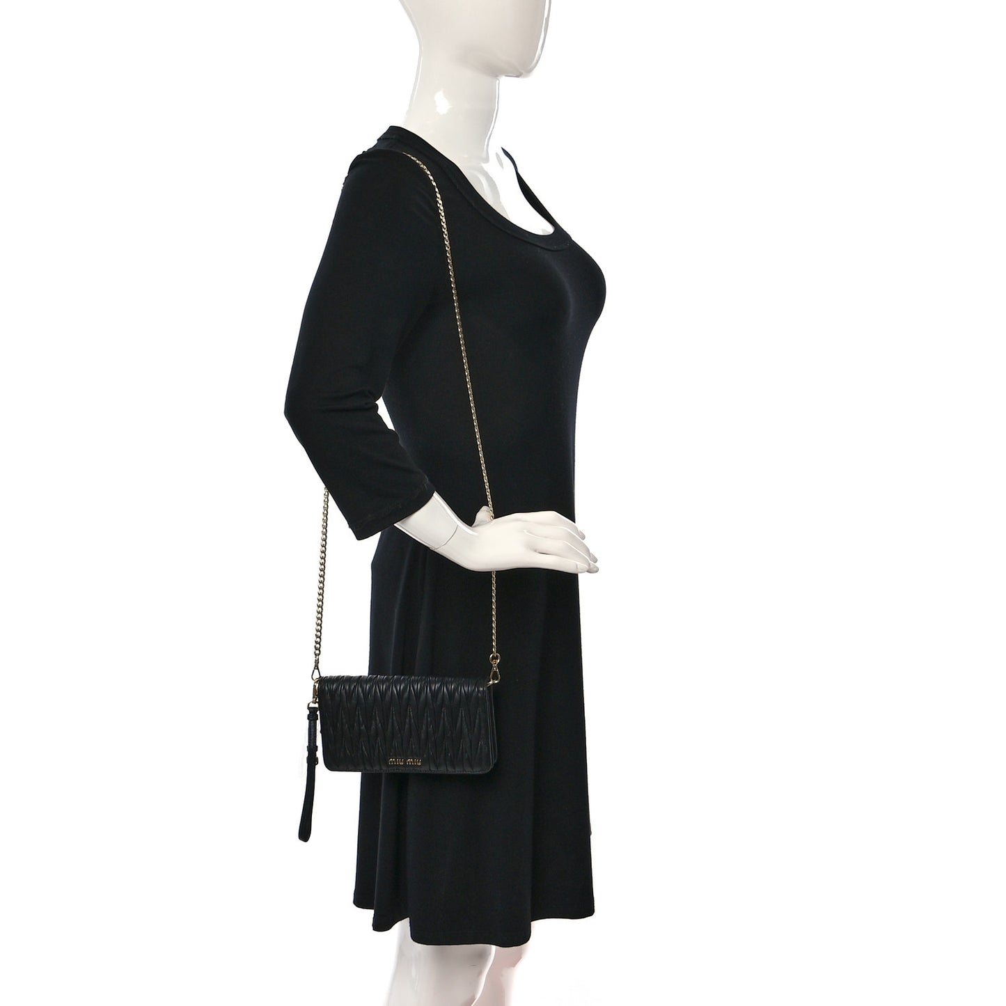 Nappa Matelasse Wallet On Chain Black
