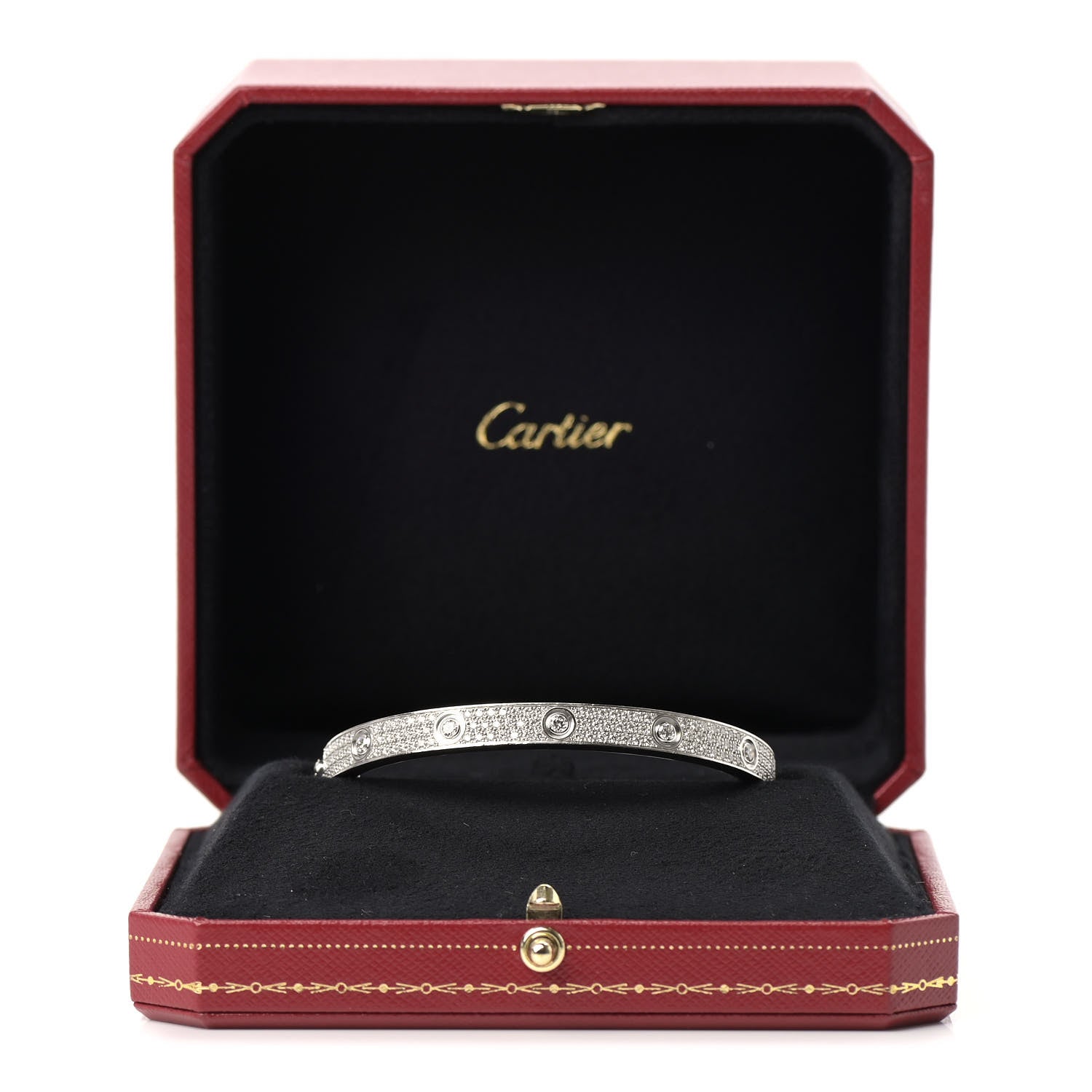 Cartier 18K White Gold Diamond LOVE Full Paved Bracelet 19 6 of 6