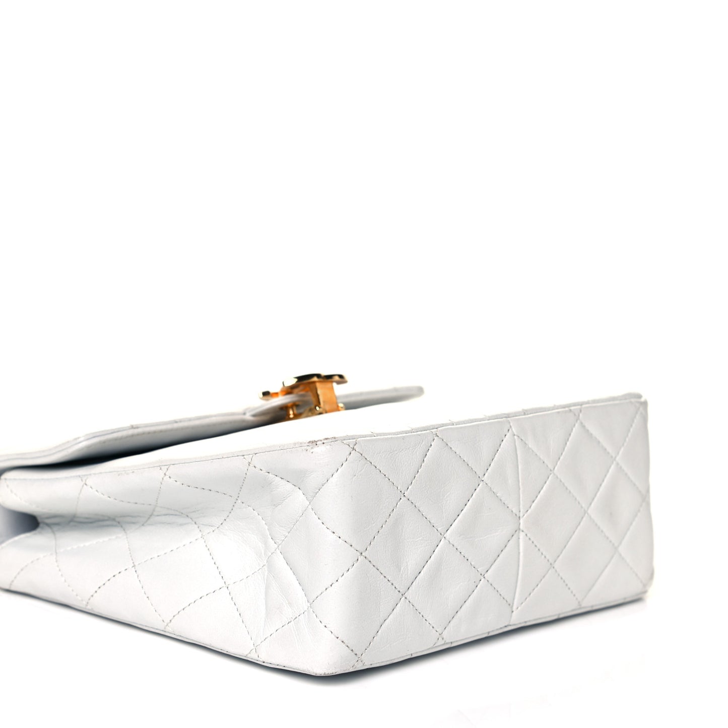 Vertical Quilted Kelly Flap Bag White