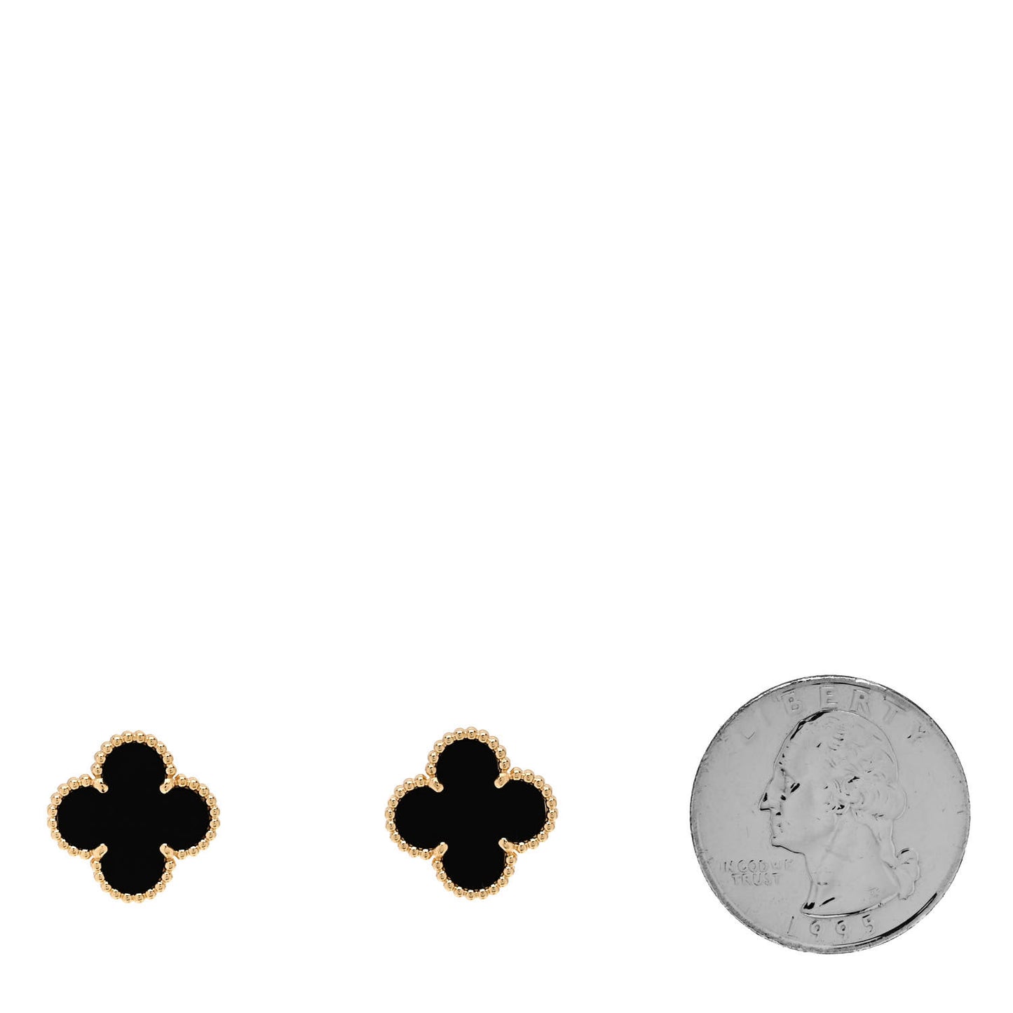VAN CLEEF & ARPELS 18K Yellow Gold Black Onyx Vintage Alhambra Earrings