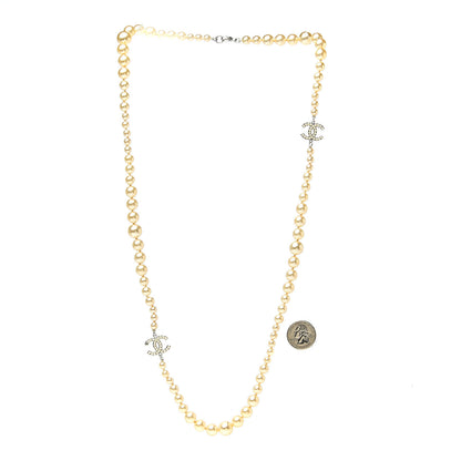 Chanel Graduated Pearl CC Long Necklace Silver 2 of 4