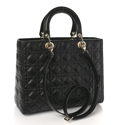 Christian Dior Lambskin Cannage Large Lady Dior Black 3 of 9