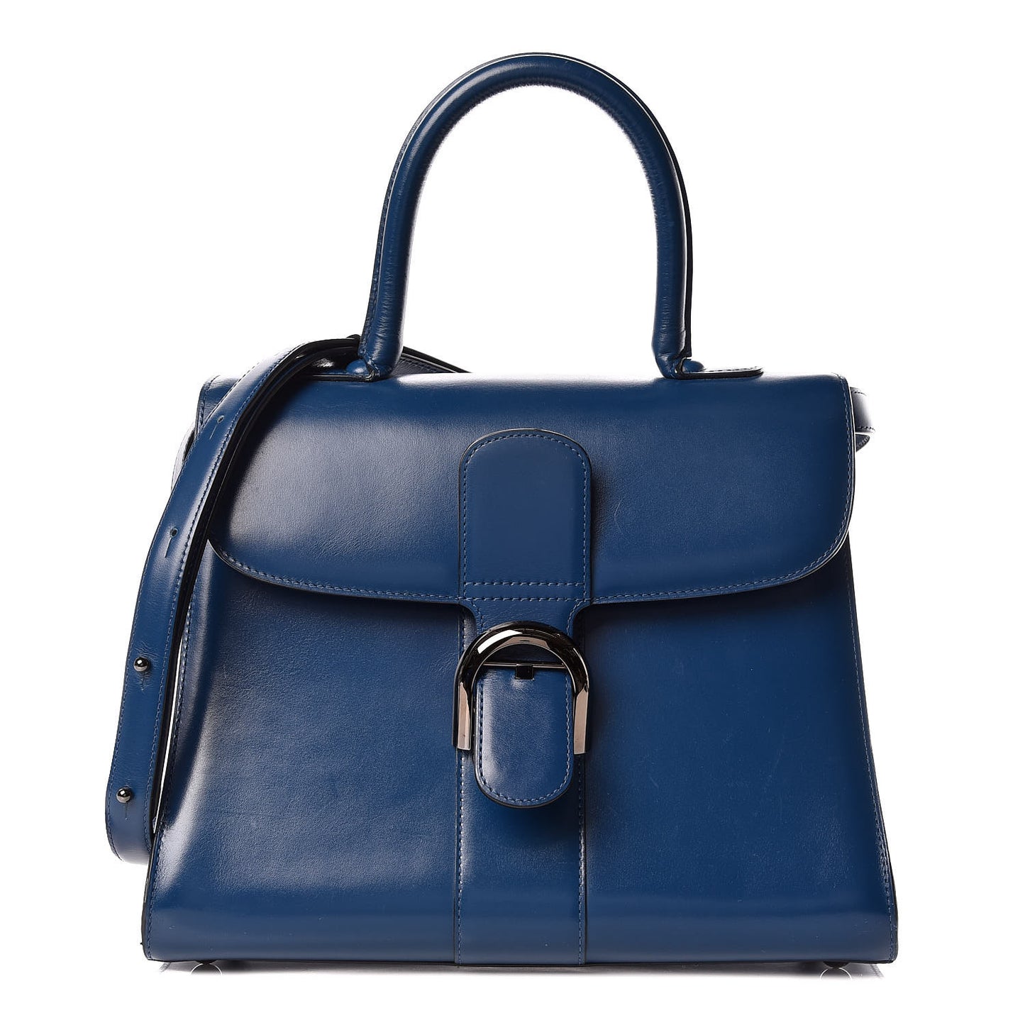 Box Calfskin Brillant MM Satchel Blue De Prusse