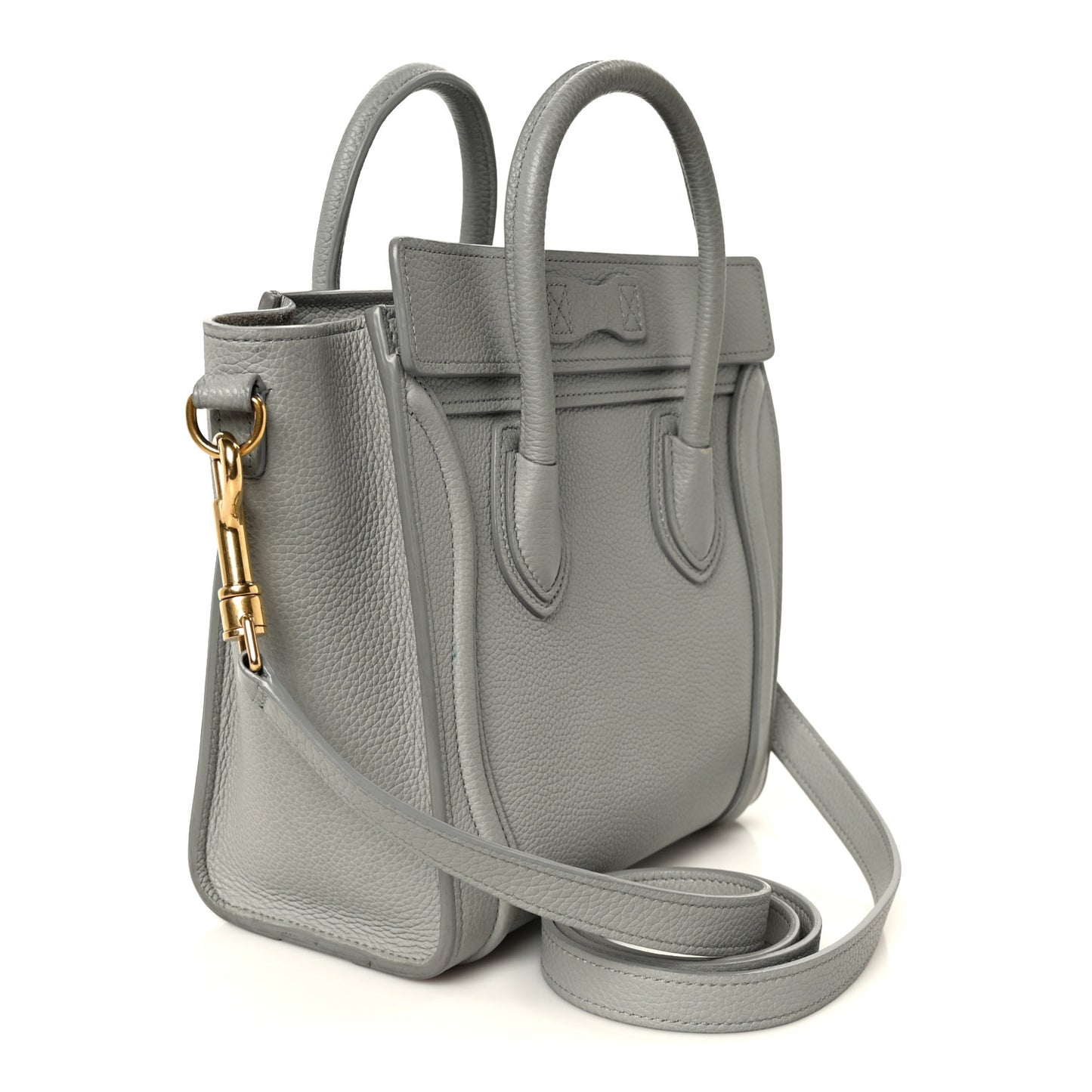 Drummed Calfskin Nano Luggage Pearl Blue