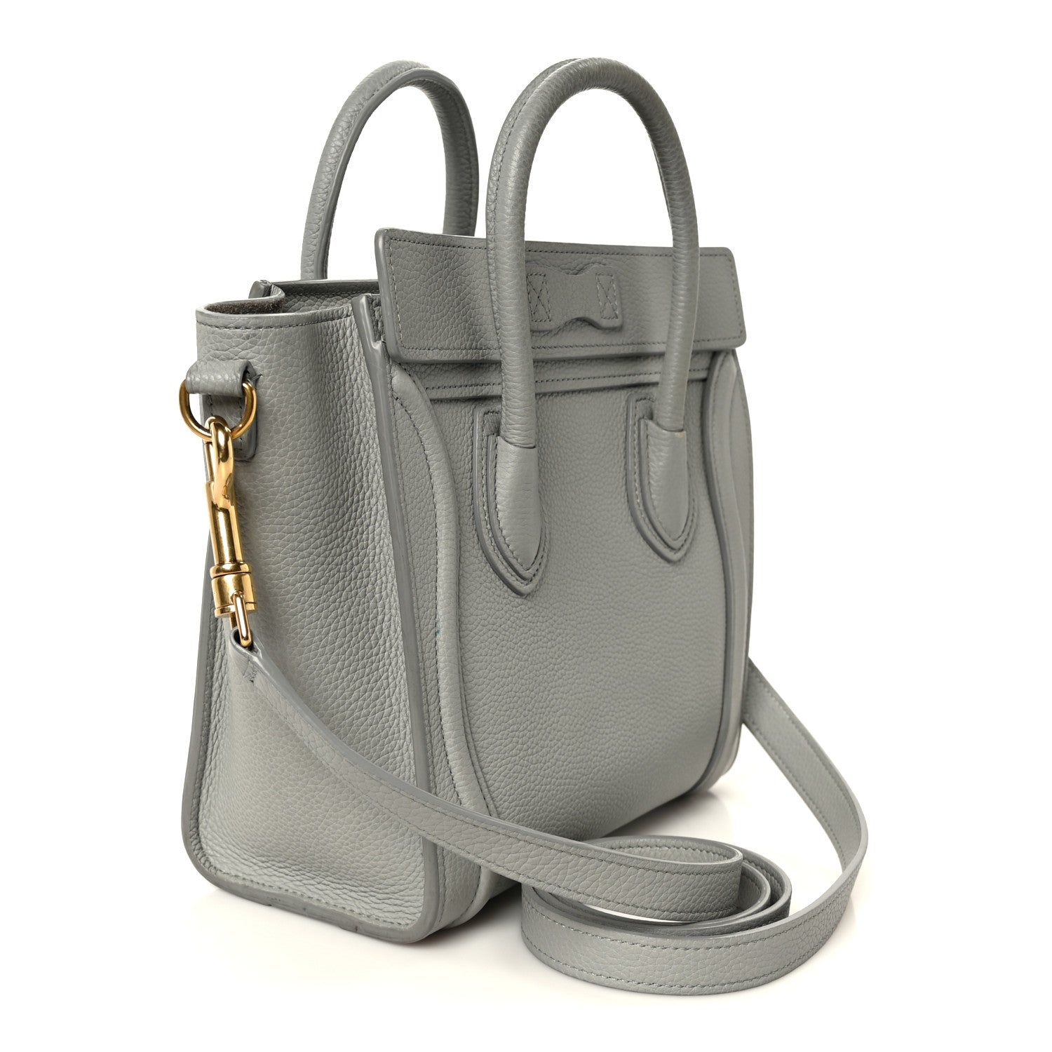 Celine Drummed Calfskin Nano Luggage Pearl Blue 3 of 11
