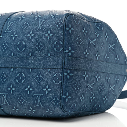 Louis Vuitton Cowhide Monogram Keepall Bandouliere 50 Denim Blue 7 of 7