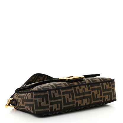 Fendi Fabric Jacquard FF 1974 Medium Baguette Tobacco Moro Black 4 of 11