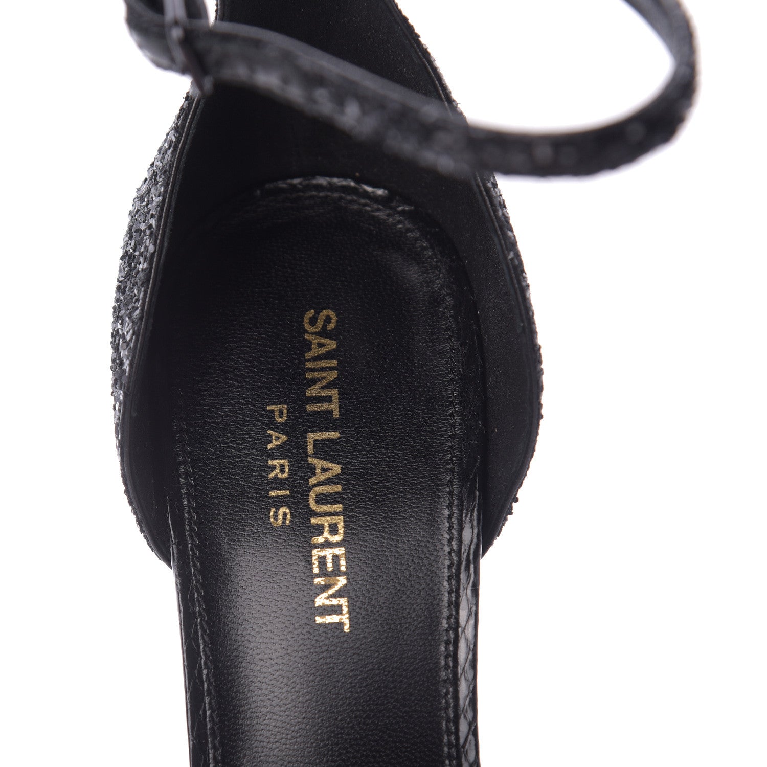 Saint Laurent Glitter Opyum 85 Sandals 38.5 Black 7 of 9
