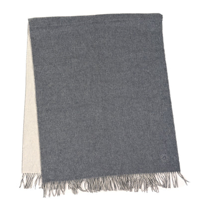 Hermes Cashmere Fringe Double Face Scarf Gris Flanelle Ivoire 2 of 3