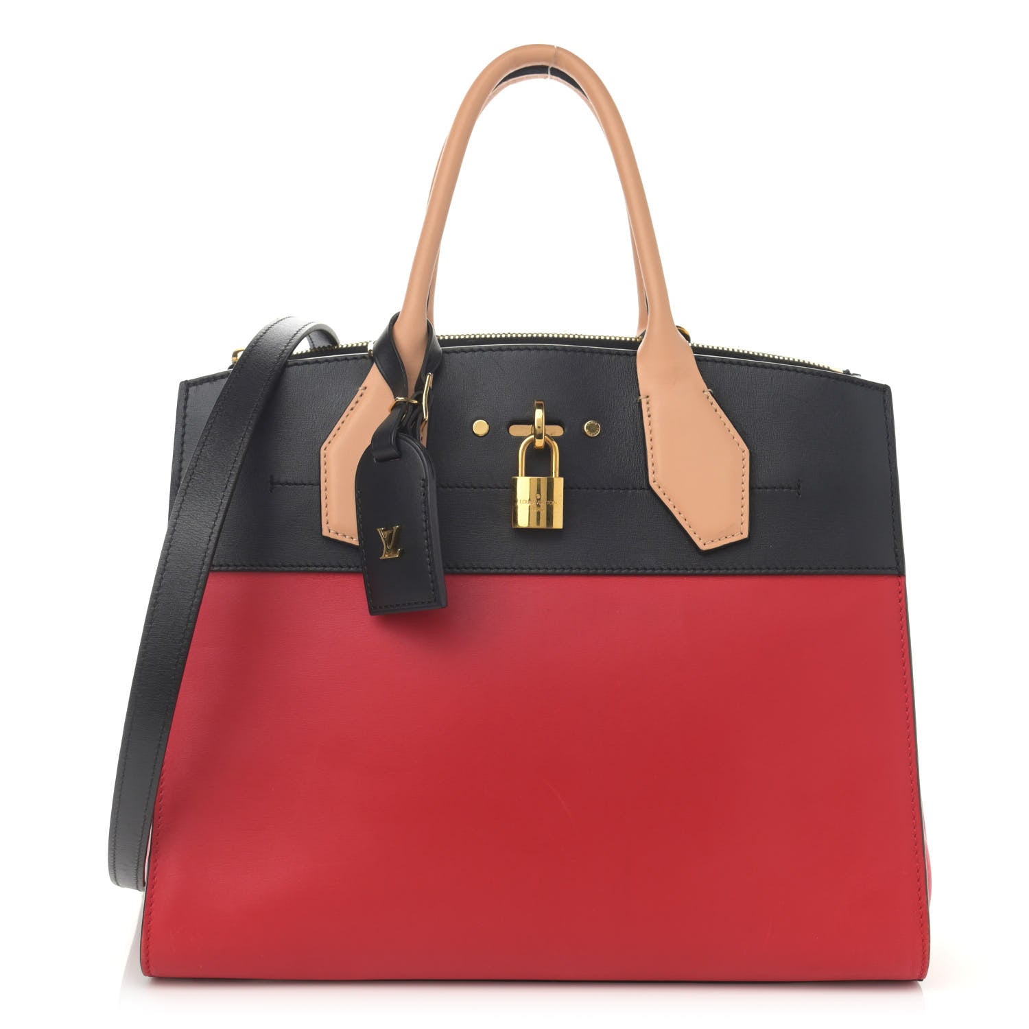 Louis Vuitton Calfskin City Steamer MM Rouge Black 1 of 15