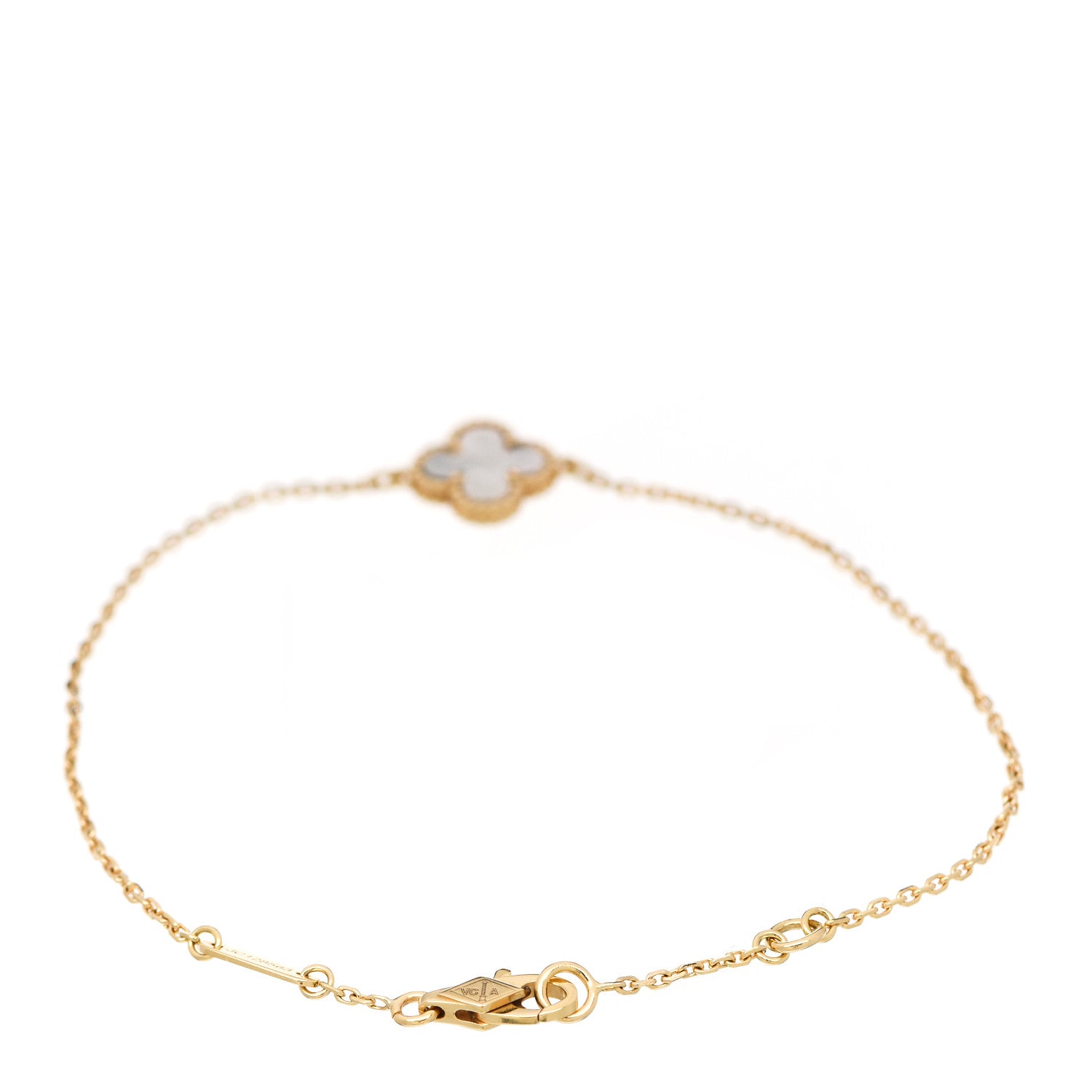 Van Cleef & Arpels 18K Yellow Gold Mother of Pearl Sweet Alhambra Bracelet 3 of 7