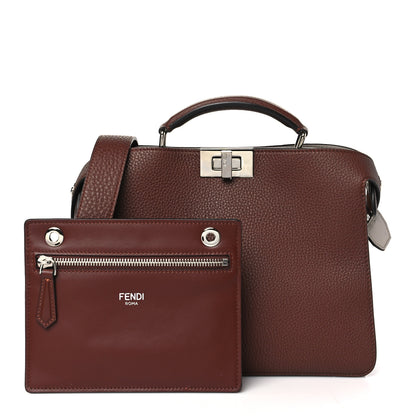 Fendi Cuoio Romano Vitello Cover Glazed Fabric Bi-Color FF 1974 Mini Peekaboo I SEE U Satchel Ghianda Grezzo 3 of 11