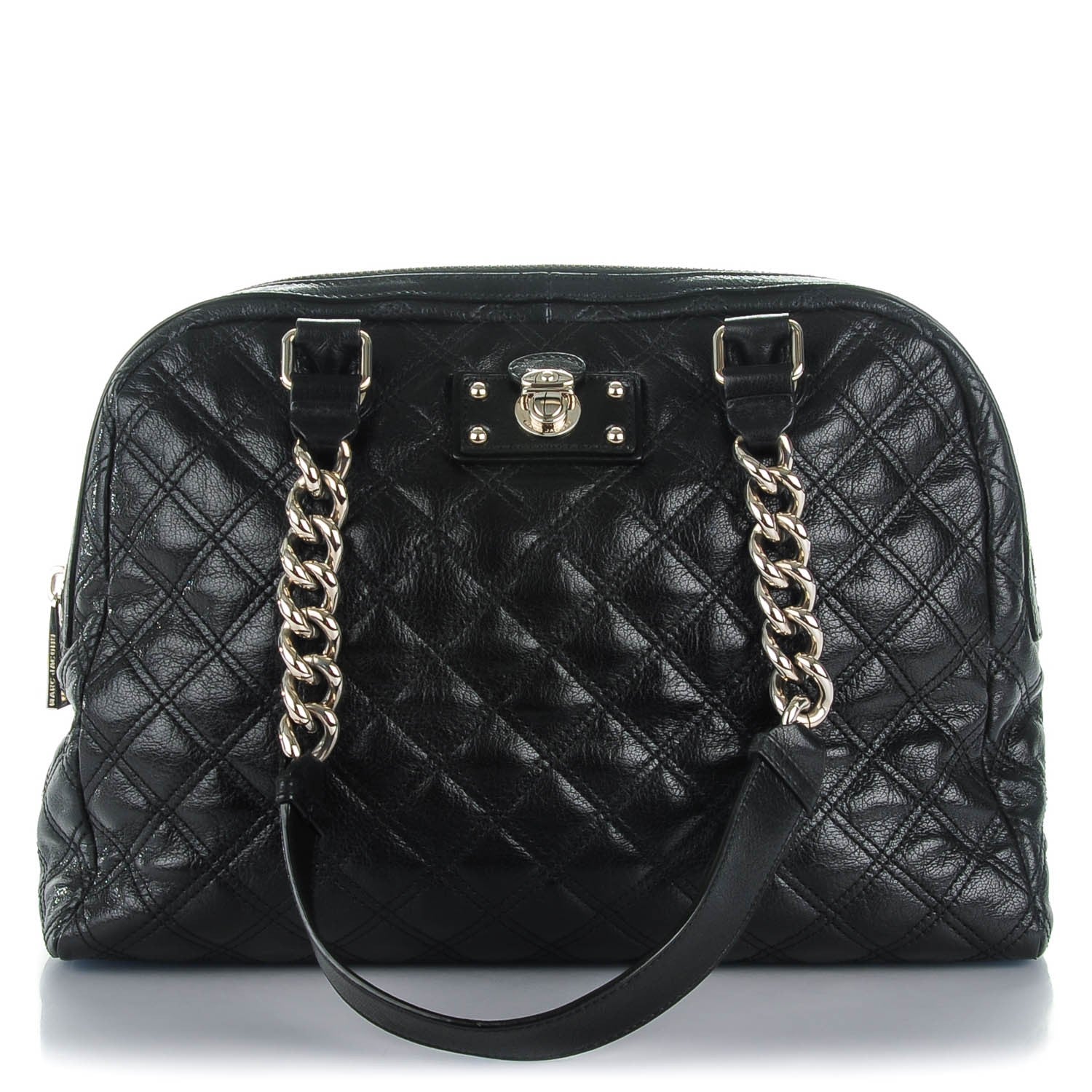 Marc Jacobs Lacquered Goatskin Quilted Karlie Satchel Black 1 of 8