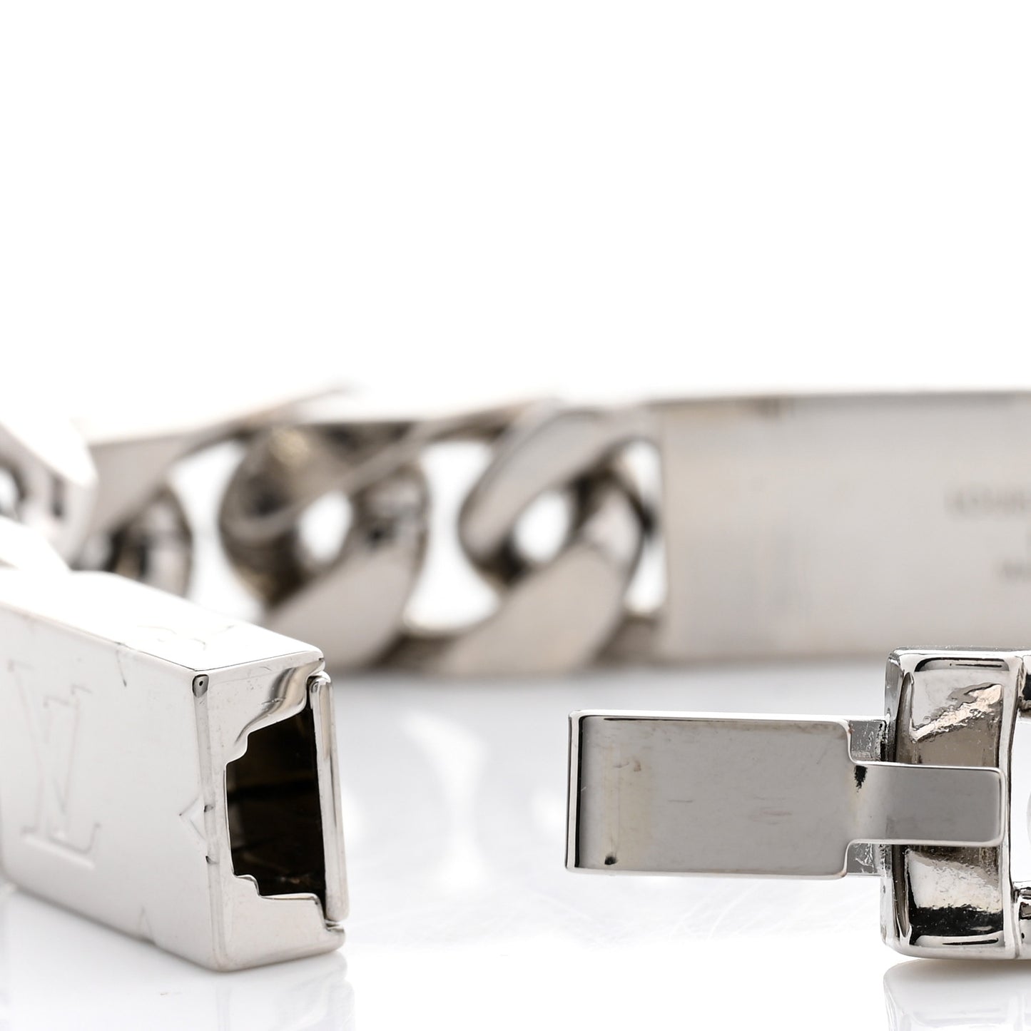 Zamac Palladium Monogram Chain Bracelet Silver