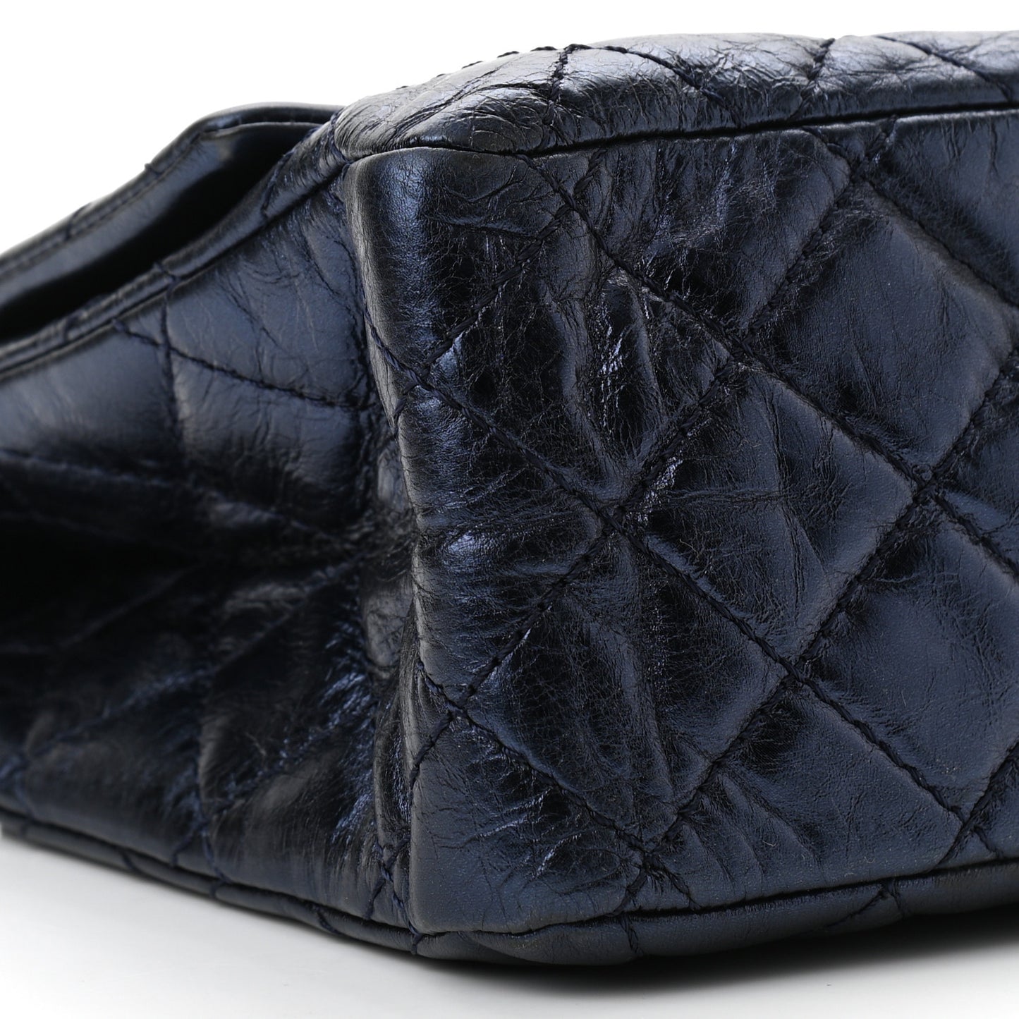 Metallic Calfskin Quilted 2.55 Reissue 226 Flap Dark Navy Blue