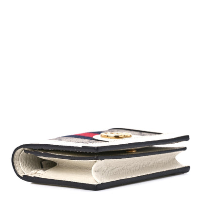 Gucci GG Supreme Monogram Textured Dollar Calfskin Web Ophidia Card Case Beige Ebony Mystic White 4 of 14