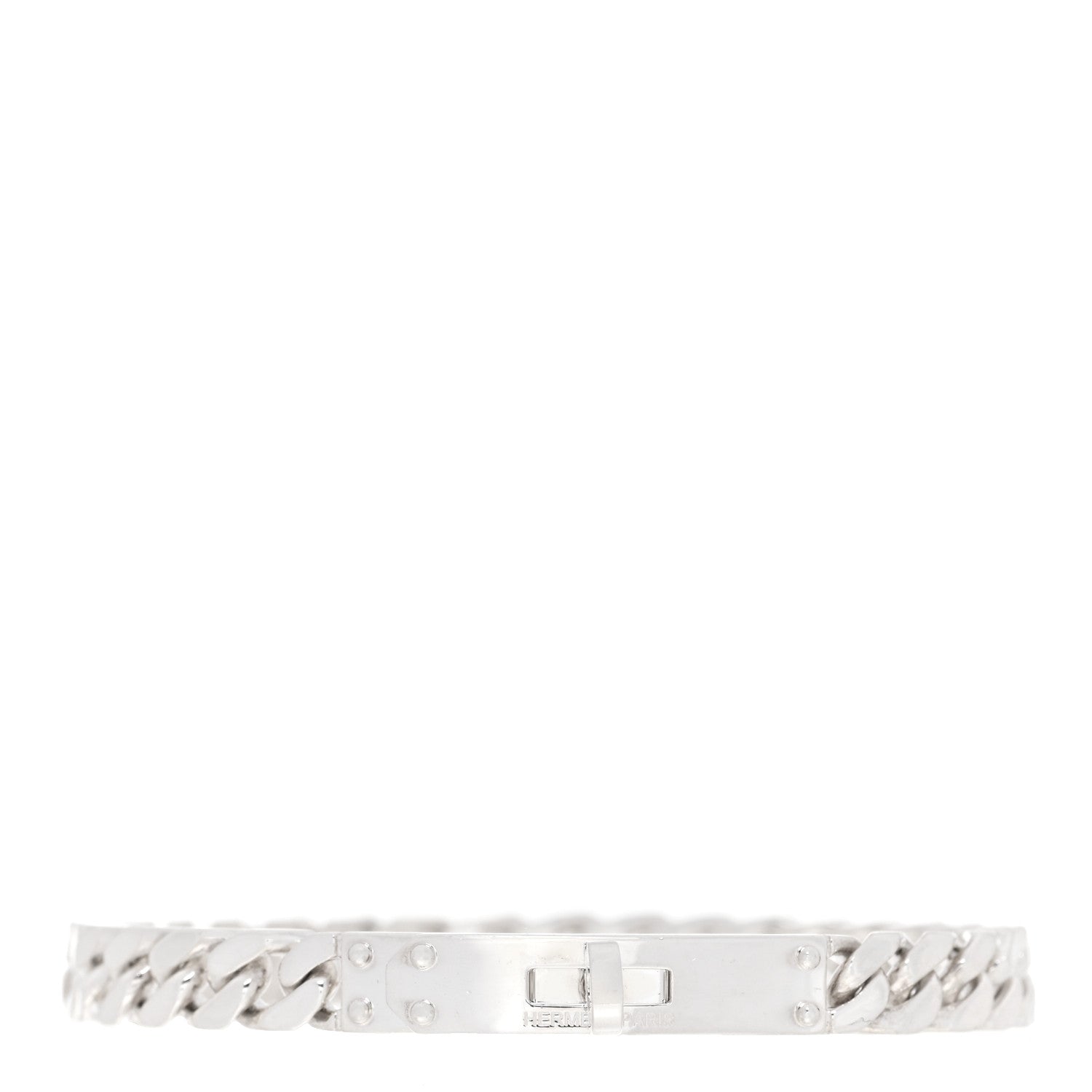 Hermes Sterling Silver TPM Kelly Gourmette Bracelet LG 1 of 6