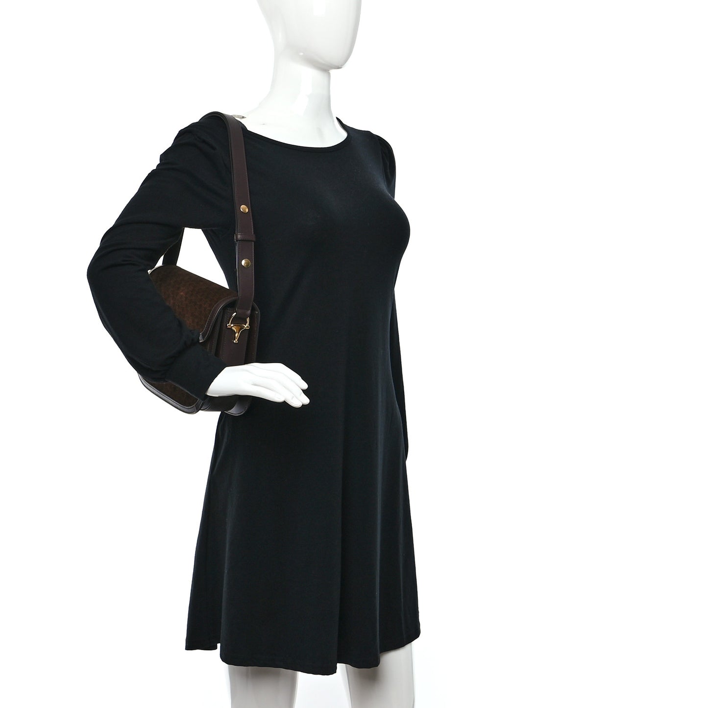 Suede Koi Calfskin Mini G Cube Monogram Horsebit 1955 Shoulder Bag Dark Brown Beige Chocolate