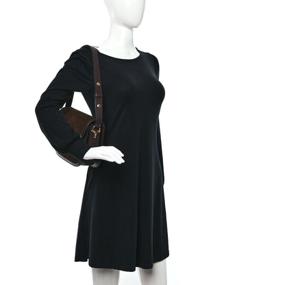 Gucci Suede Koi Calfskin Mini G Cube Monogram Horsebit 1955 Shoulder Bag Dark Brown Beige Chocolate 2 of 8