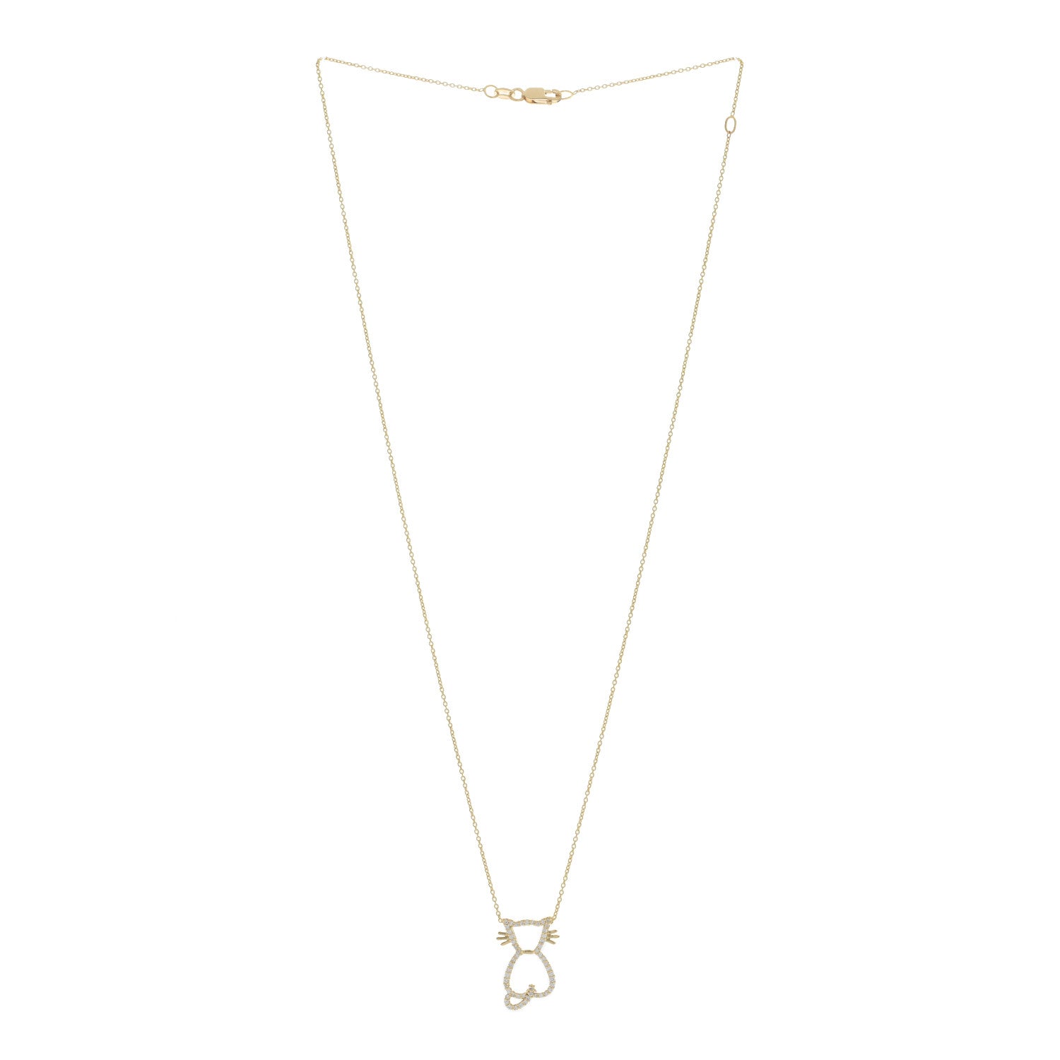 Roberto Coin 18K Yellow Gold Diamond Tiny Treasures Cat Pendant Necklace 2 of 6