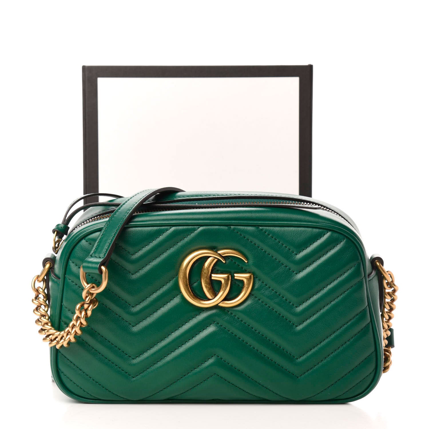Gucci Calfskin Matelasse Small GG Marmont Chain Shoulder Bag