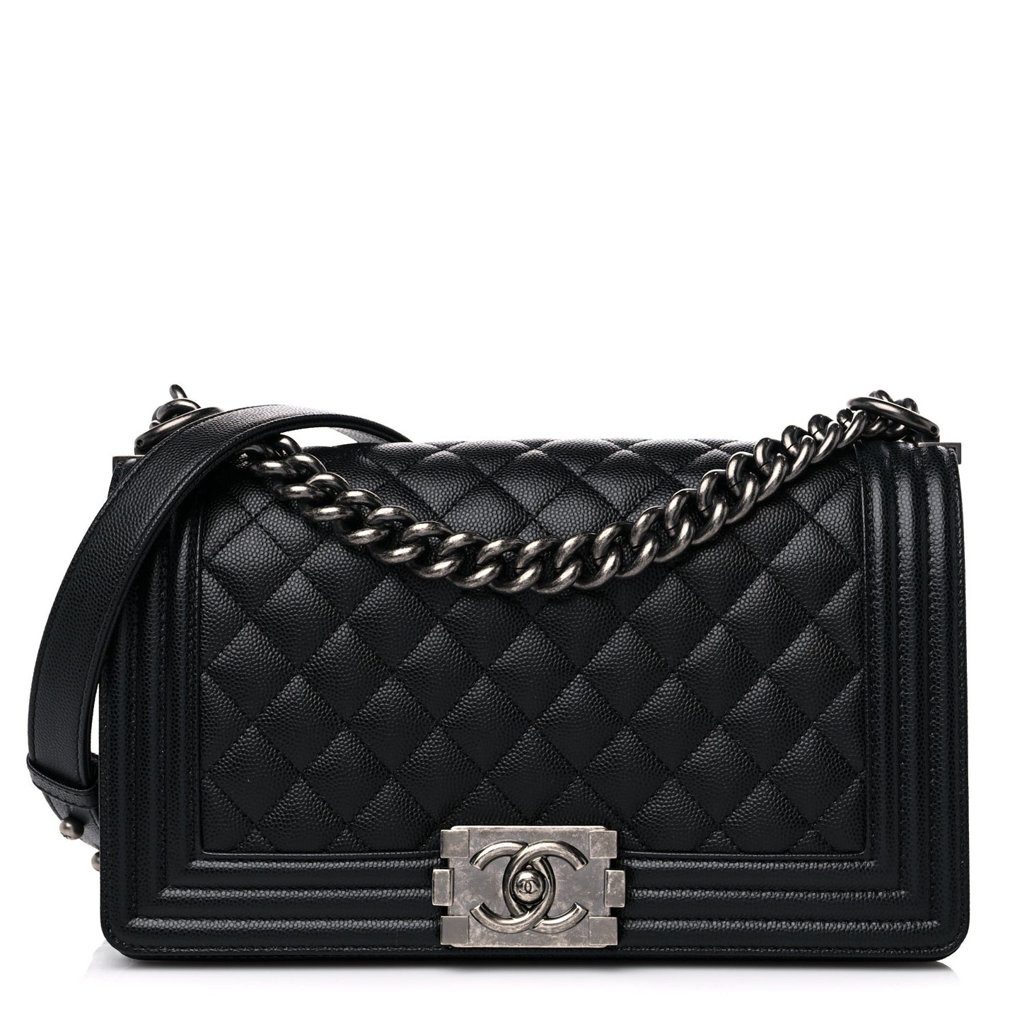 Caviar Quilted Medium Boy Flap Black